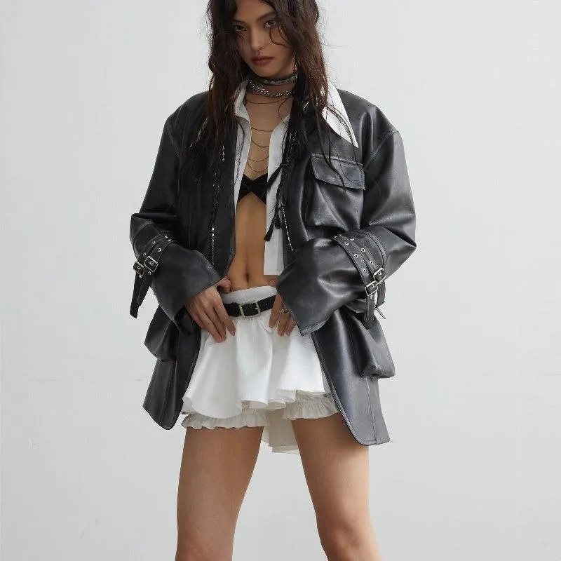 White Versatile Ruffled Short Skirt - Flouncy Anti-Exposure Design