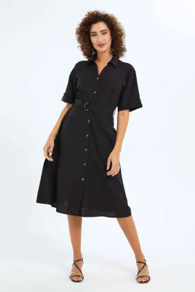 Women Black Shirt Dress