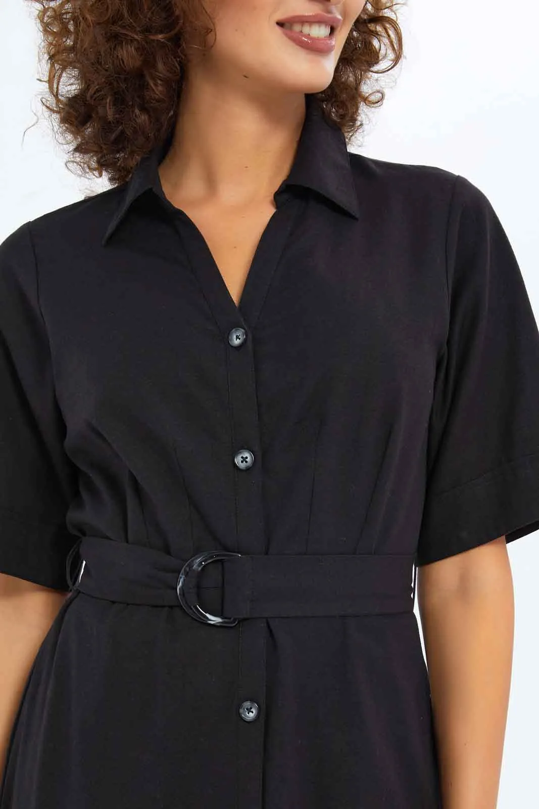 Women Black Shirt Dress