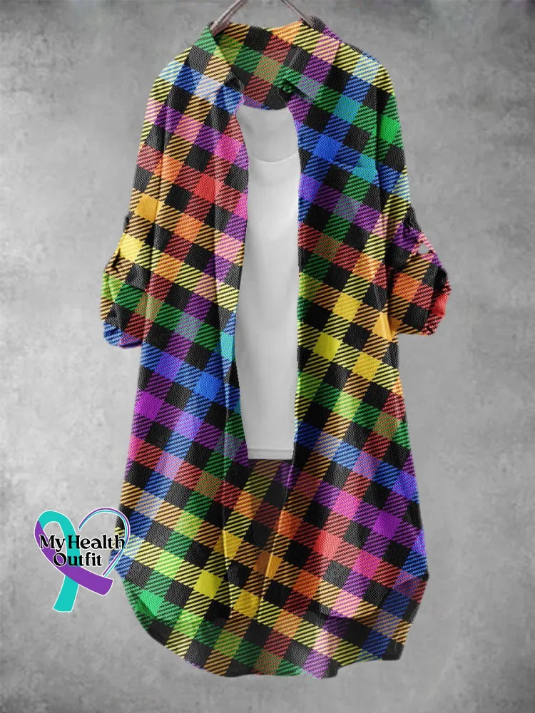 Women's Rainbow Plaid Pattern Art Print Dress