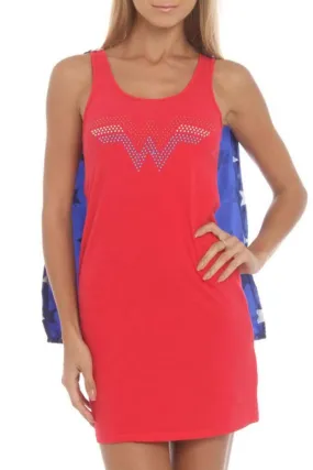 Wonder Woman Nailhead Logo Sleep Tank with Cape
