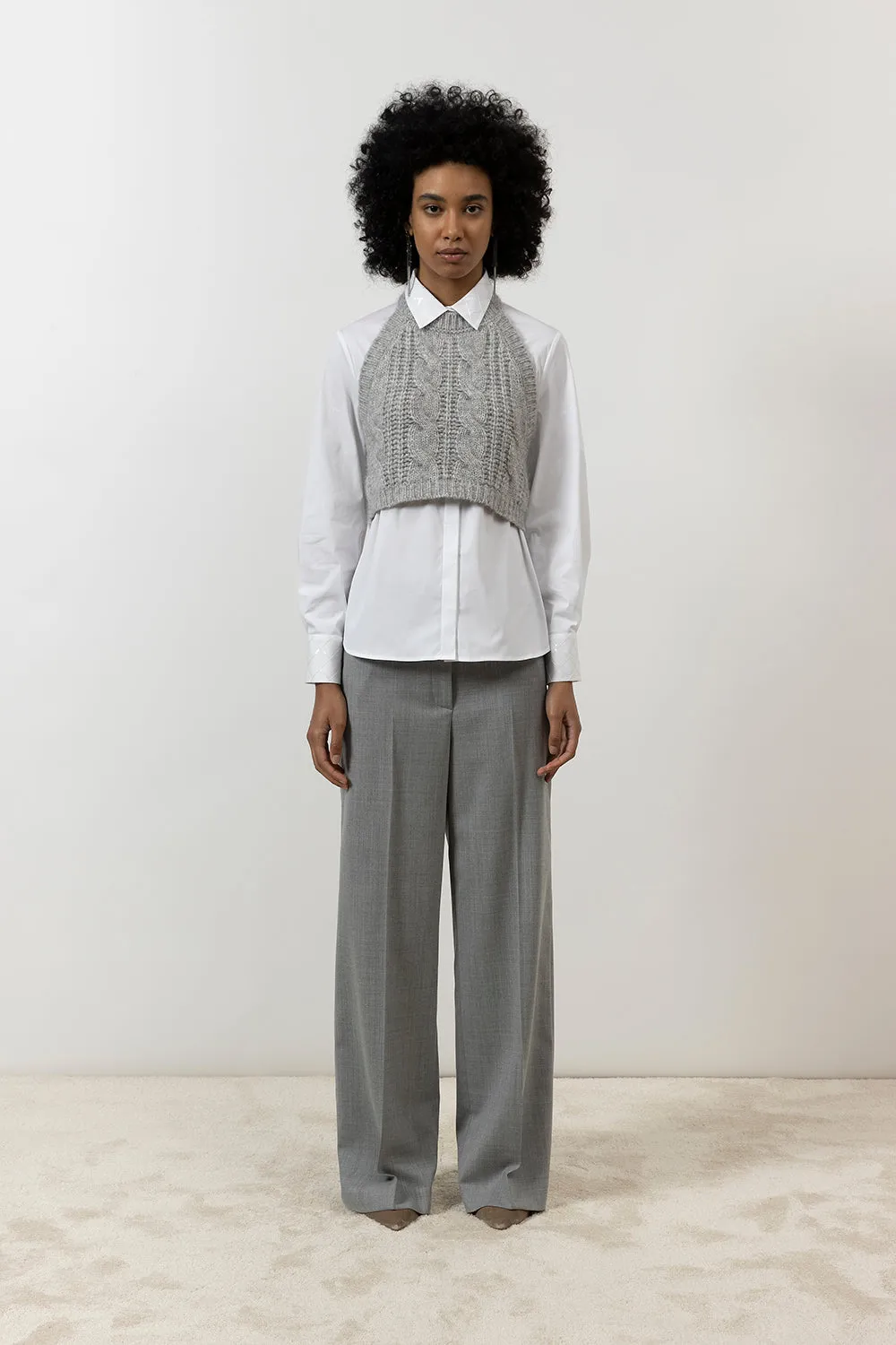 Wool, silk, cashmere and alpaca knit top