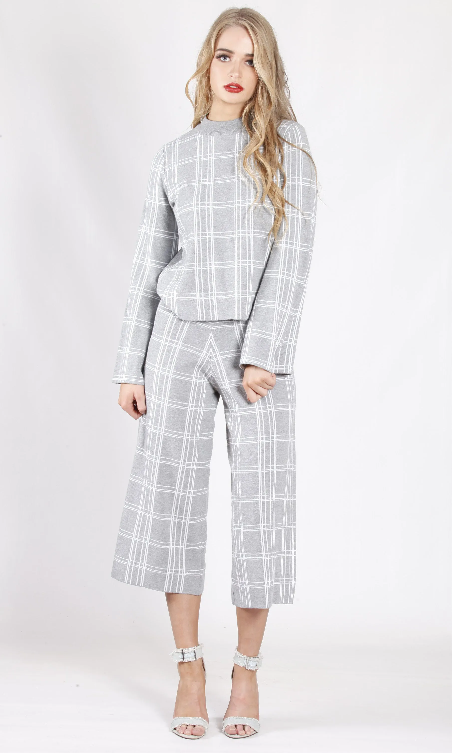 YW2045SS Check Print High Neck Sweater (Pack)